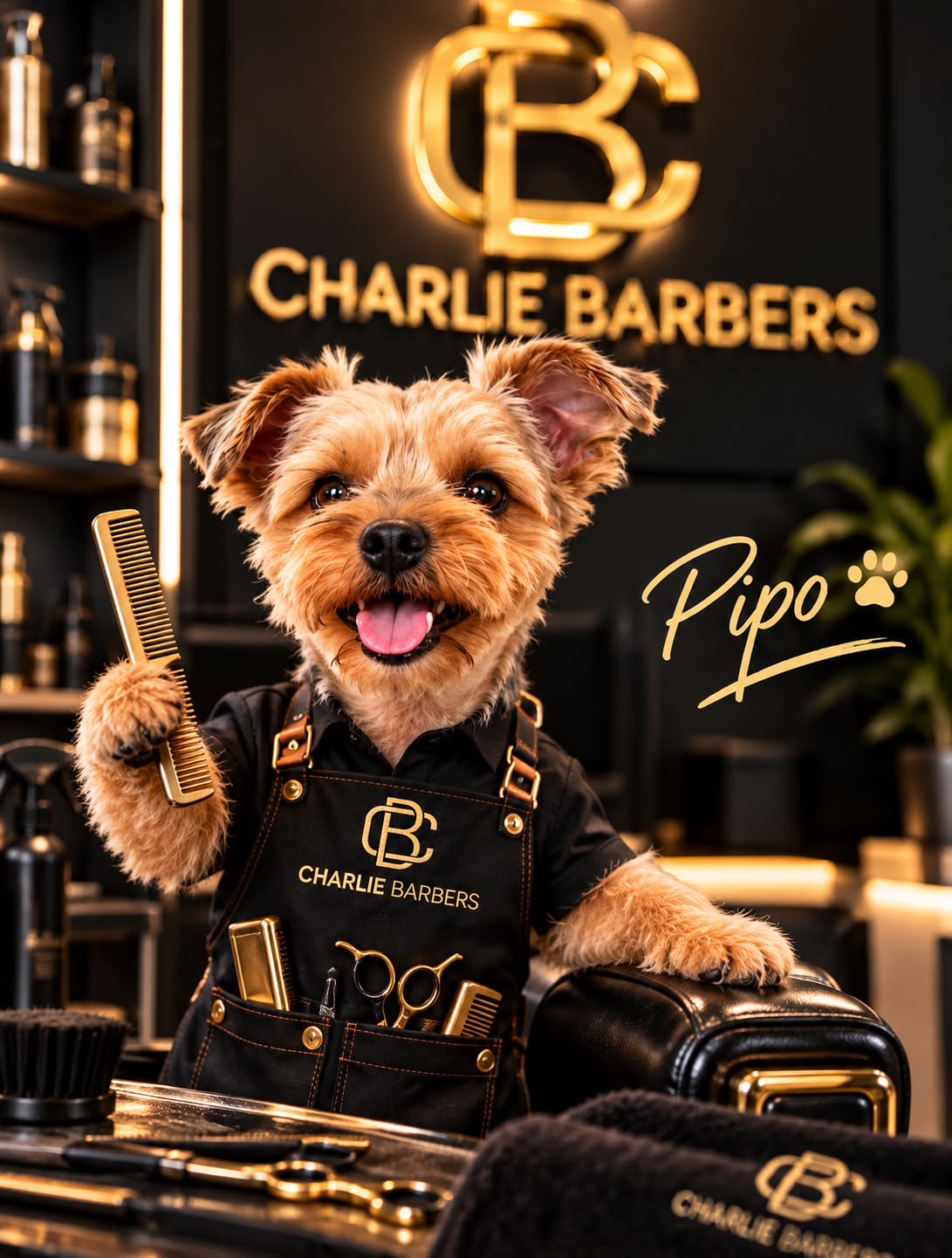 Pipo, compañero canino del equipo de Charlie Barbers